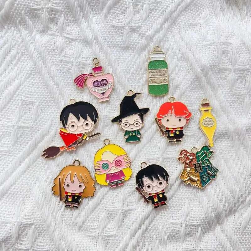 10Pcs Cartoon Enamel Metal Magic College Character Charm Pendants For Necklace Earring Bracelet Craft DIY Jewelry Making XJ250607