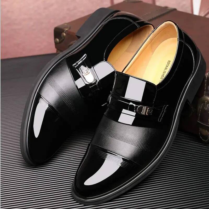Ddmyoutdoor New Brand Formal Slip On Pointed Toe Patent Leather Oxford For Men Dress Shoes Business Big Size Outdoor Shoes