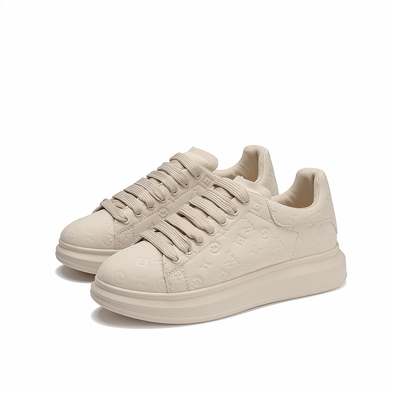 Print fashion couples small white shoes men's fashion shoes thick soles increase high and low upper plate shoes students light sports shoes
