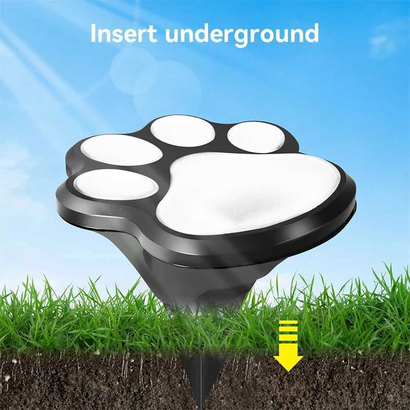 Outdoor Solar Paw Print Buried Light LED 4-in-1 Lawn Lighting Lamp Waterproof IP44 String Light for Garden Courtyard Decorations W250607