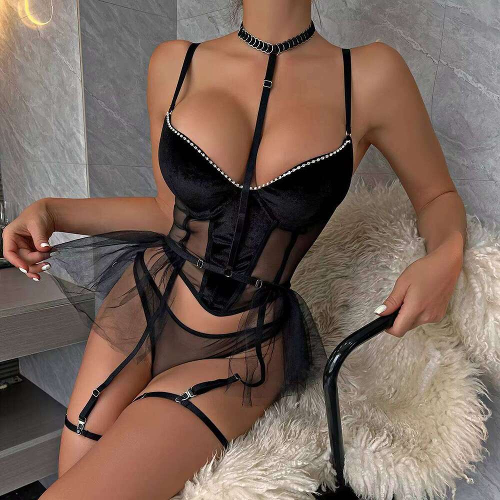 Sexy Bodysuit Erotic Lace See Through Lingerie Flirting Sensual Woman Underwear Hollow Costumes Babydoll Slutty Clothes