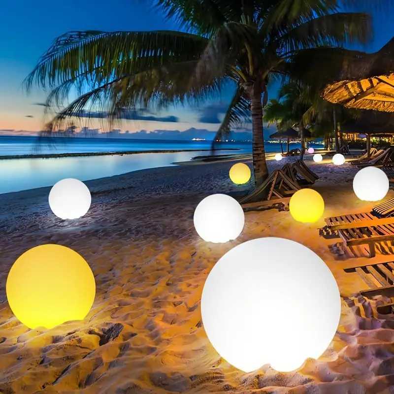 Solar Ball Light Outdoor Waterproof Garden 16 RGB Color Luminous Round Light Remote Control For Yard Lawn Backyard DecorationXJ250606