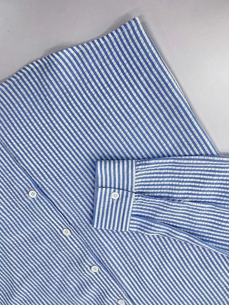 Stylish Long Sleeve Striped Shirts Mens Summer Vintage Turn-down Collar Button-up Shirt Tops Men Daily Casual Breathable Shirts 250605