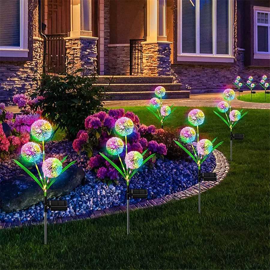 New Creative LED Solar Garden Light Outdoor Waterproof Dandelion Lawn Lamps for Pathway Yard Patio Decoration Landscape Lighting W250607