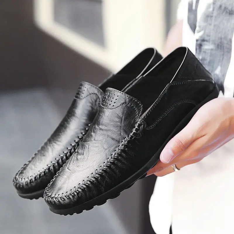 Genuine Leather Men Shoes Casual Formal Mens Loafers Moccasins Italian Breathable Slip on Male Boat Shoes Plus Size 250605
