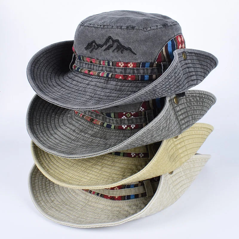 Summer Panama Bucket Hat Men Women 2025 Embroidered Bob Cap Outdoor Wide Brim Beach Sun Hat Vintage Fisherman Hats Visor Cap 250605