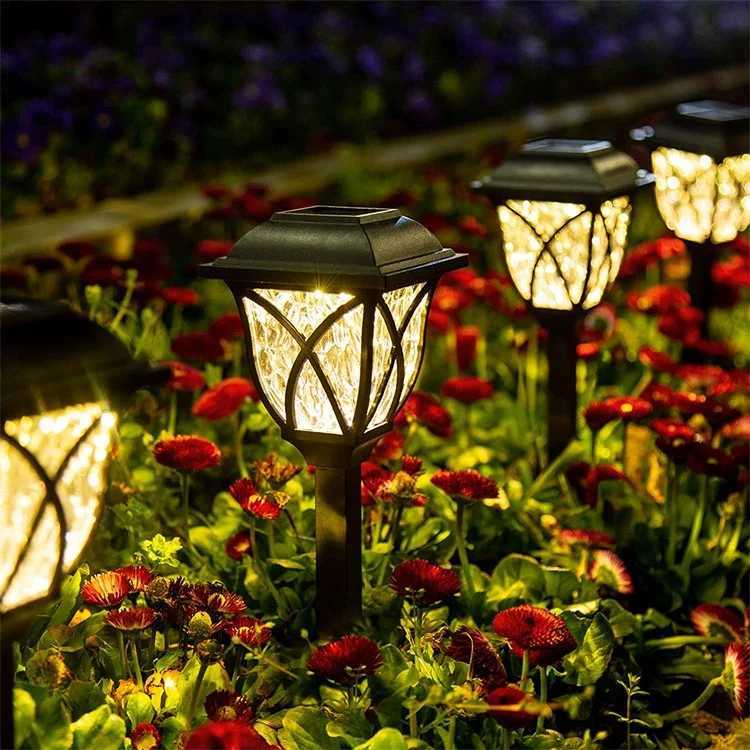 2Pcs LED Solar Lawn Lights Outdoor Waterproof Powered Lamp Garden Decoration Light for Walkway Path Villa Yard Solar Lamps XJ250606