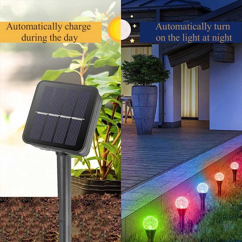 LED Solar Bubble Ball Lights With 8 Light Modes For Street And Area Lighting Outdoor Passage Lawn Lights RGB Spherical Light XJ250606