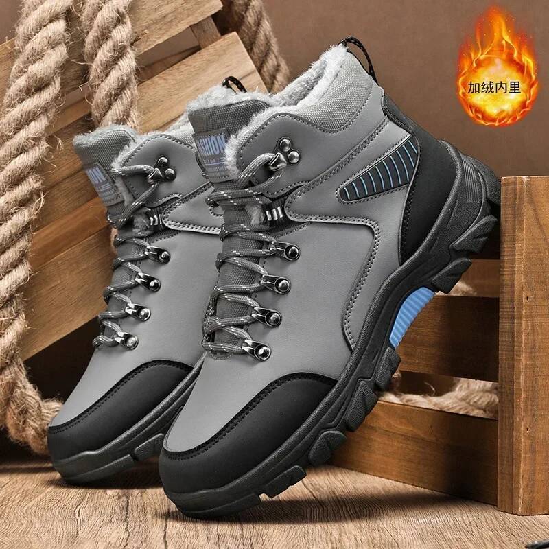 Ddmyoutdoor Winter Warm Plush Comfort Anti Slip Snow New Size Outdoor Hiking Platform Short Boots Men Shoes Outdoor Shoes
