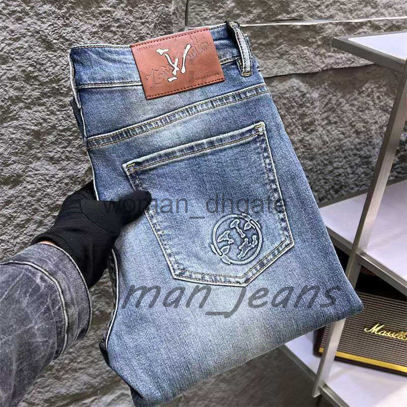 Men's Jeans Designer Designer Printed Jeans Men's Trendy Brand Summer New Ins Korean Version Trend Slim Fitting Small Leg Pants For Men 28-38 FVI0