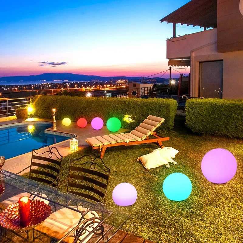 Outdoor LED Garden Ball Lights Remote Control Floor Street Lawn Lamp Swimming Pool Wedding Party Holiday Home Decoration Lamp XJ250606