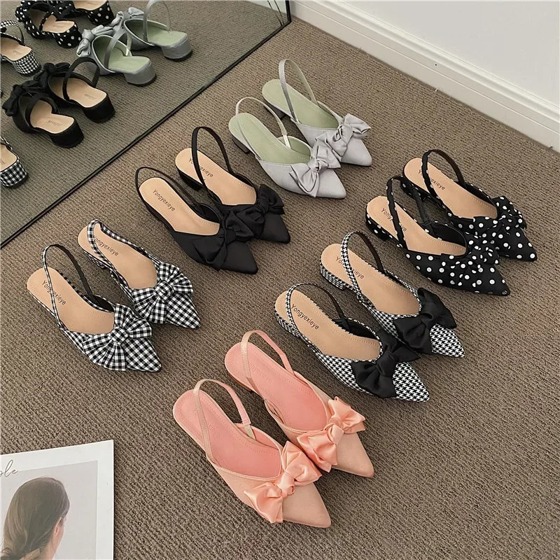 Womens Sandals Fashion Low Heels Sandals Women Shoes Elegant Pointed Straps Fashion Party Pumps Sandalias De Mujer 250605