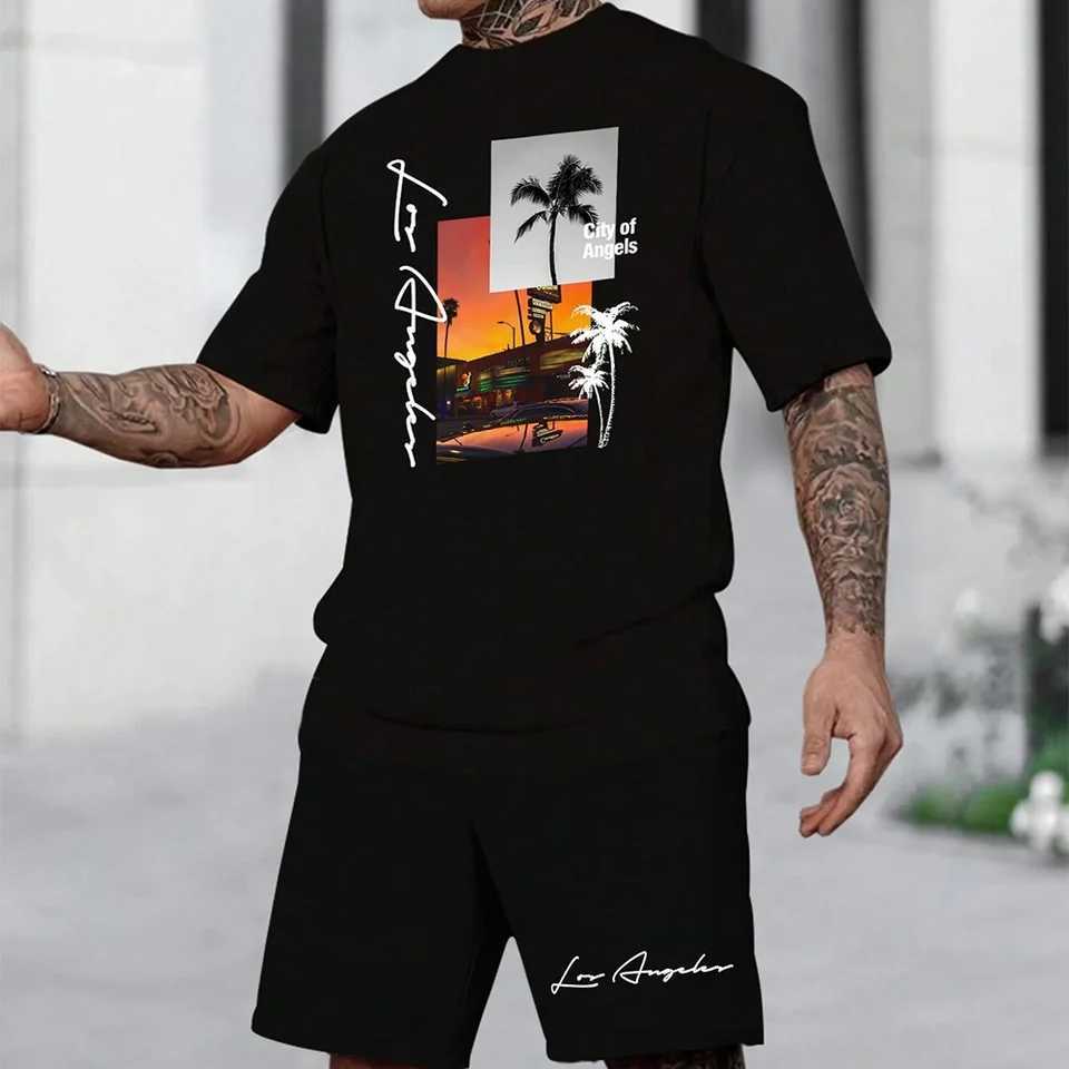 Hawaiian Set European And American Trendy Beach Short Sleeved Shirt Mens Dopamine Beach Casual Shorts Set Soft And Comfortable W250609