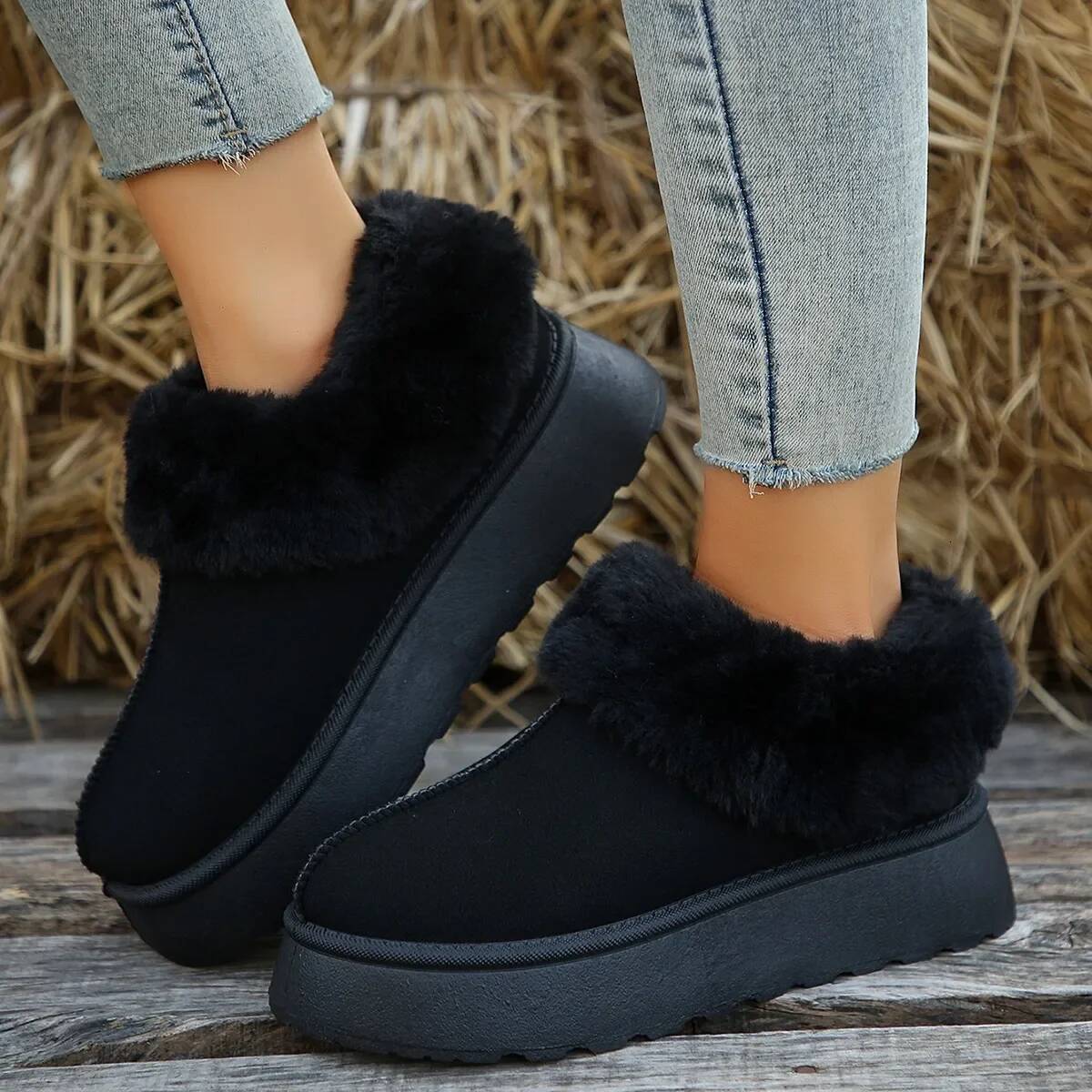 Ddmyoutdoor New Thick Sole Sheepskin Wool Anti Slip Snow Fashion Mini Warm Thickened Women S Boots Outdoor Shoes