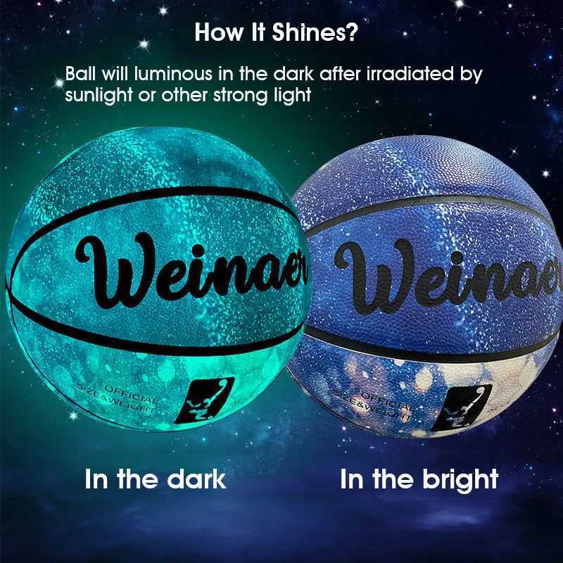 Glow In The Dark Basketball Regular Size 7# Hygroscopic Streetball Light Up Basketball Ball for Night Game Gift XJ250606