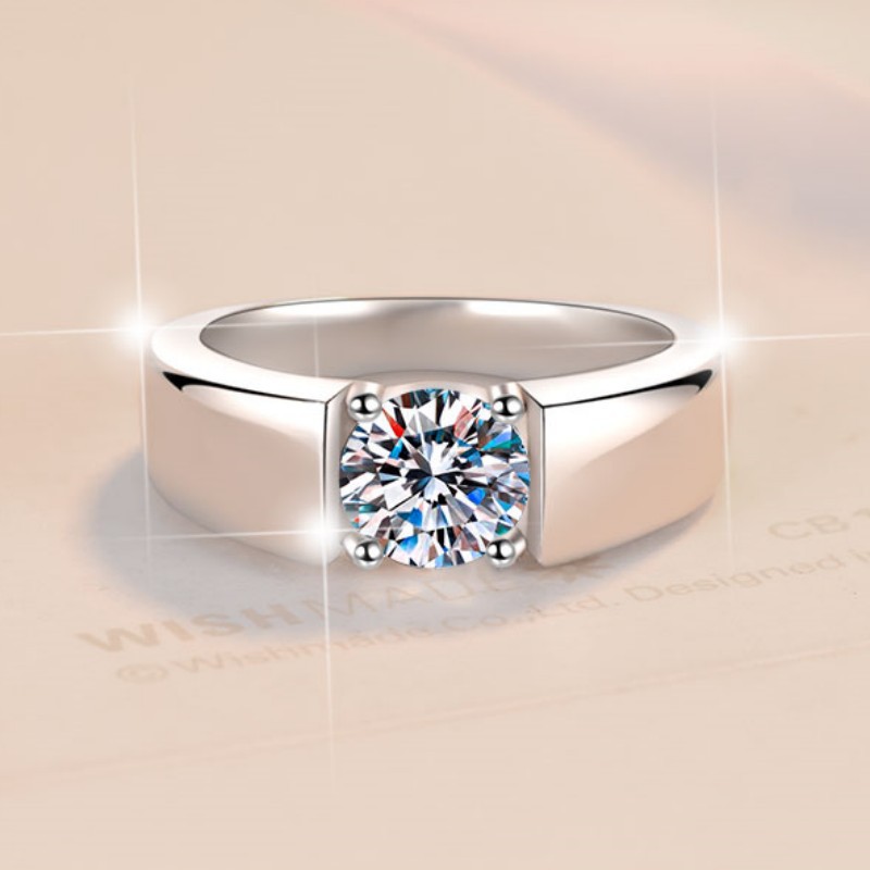 Elegant 925 Silver 2CT Moissanite Solitaire Men's Jewelry Piece Ideal Gift