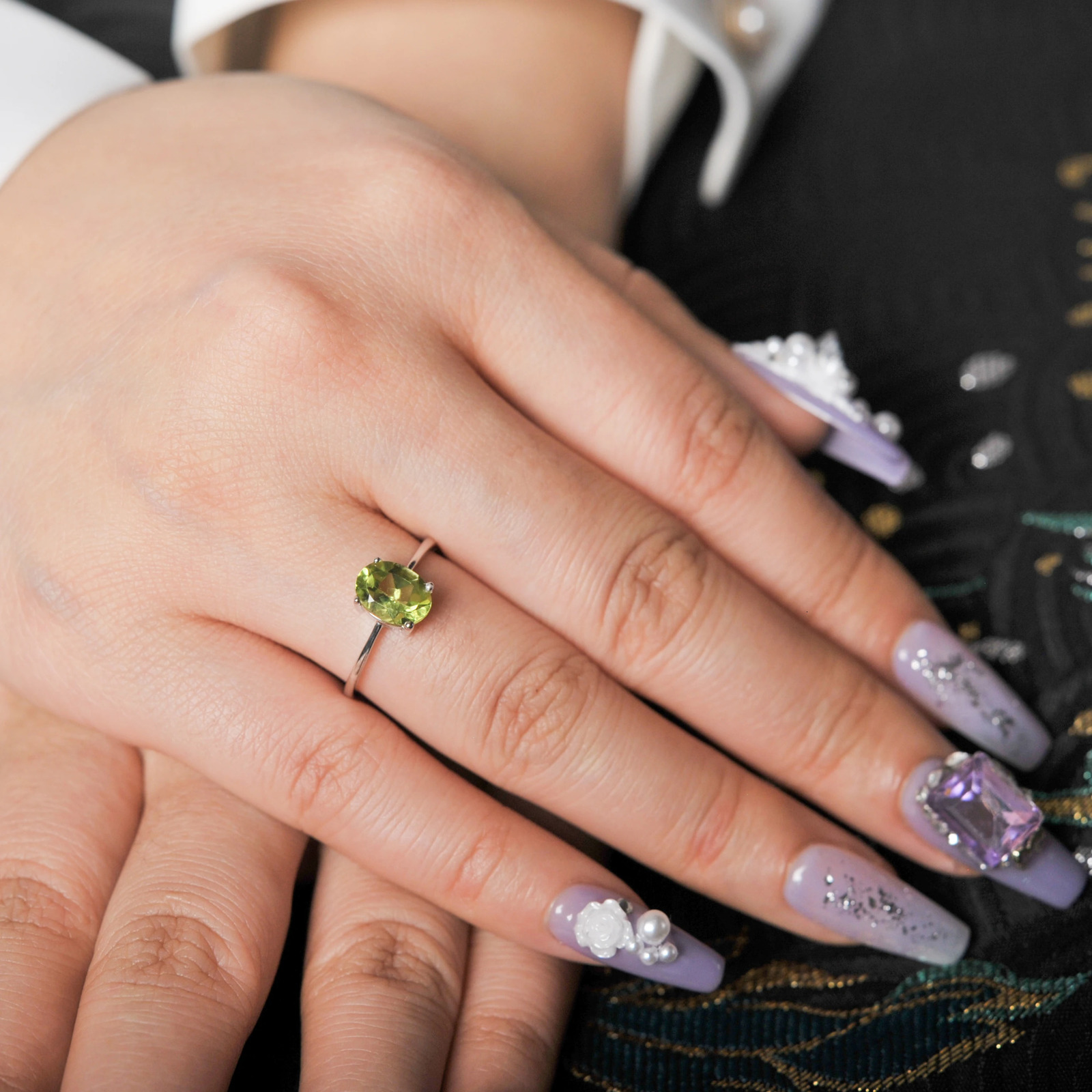 Potiy Natural 1.45ct Garnet Citrine Amethyst Peridot Sky Blue Topaz Birthstone Solitaire Ring 925 Sterling Silver Women Daily 250604