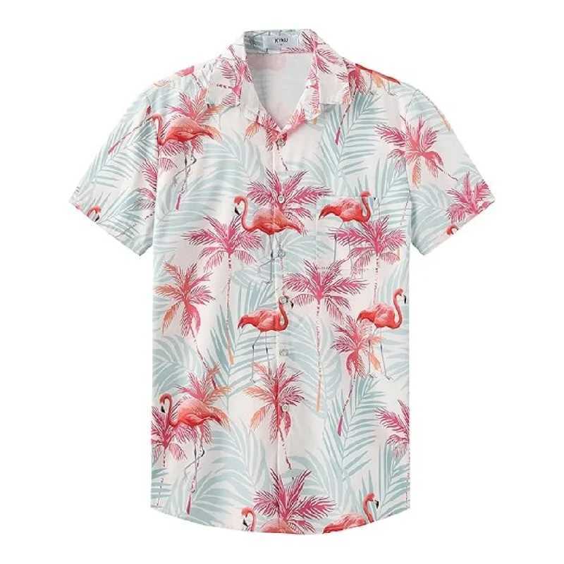 Mens Hawaiian Shirt Casual Summer Button Up Short Sleeve Beachwear W250607