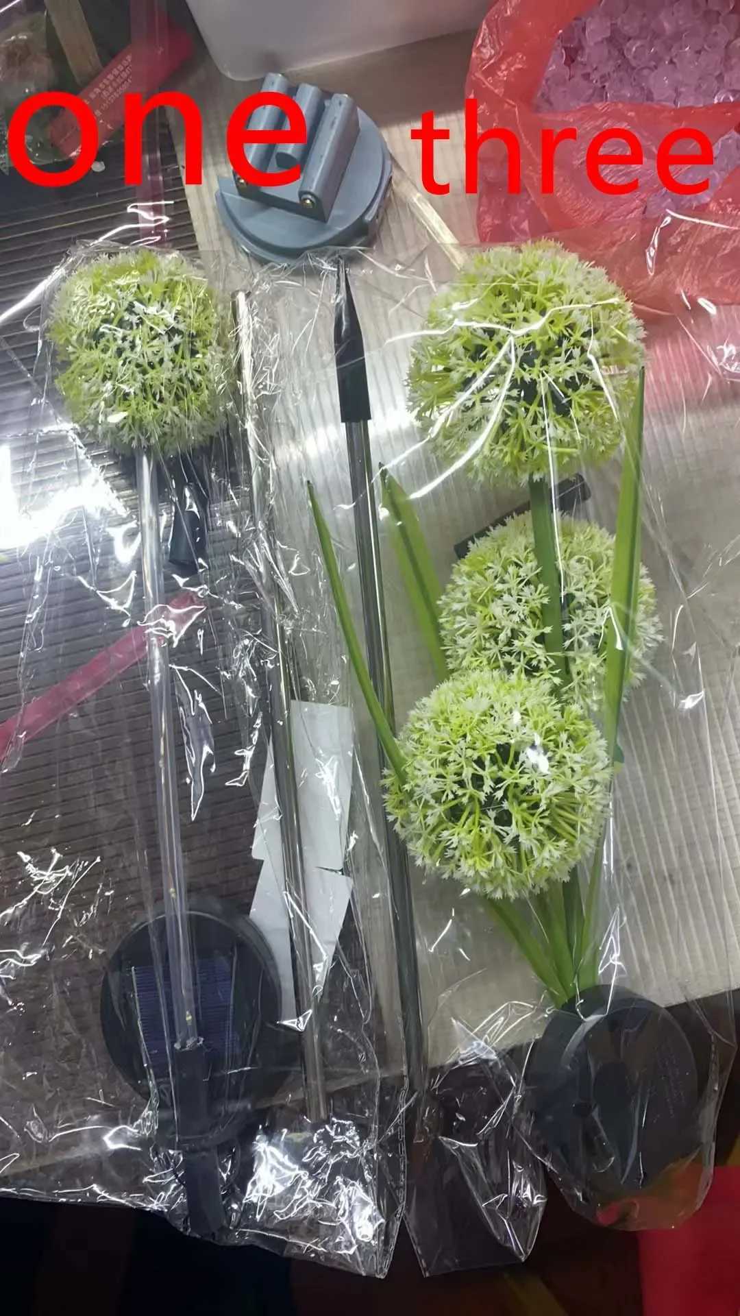 3 LEDS Solar Outdoor Dandelion Lights LED Color Scallion Ball Lights Lawn Lights for Garden Patio Walkway Lawn Decoration W250607