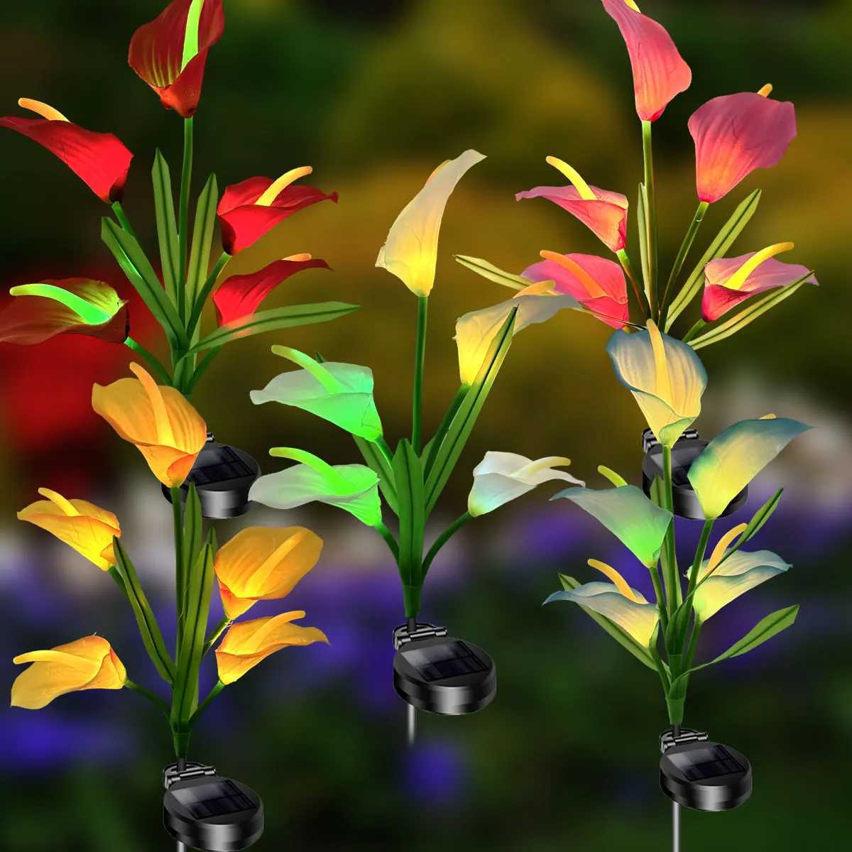 Horseshoe Lotus Solar Garden Light Outdoor IP65 Waterproof Simulated Flower LED Decorative Courtyard Lawn LightXJ250606