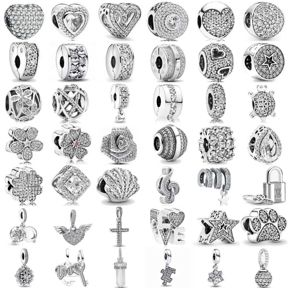 White Stone Series Flower DIY Bead Fit Original 925 Sterling Silver Bracelet Women Charms Jewelry Accessories Necklace XJ250607