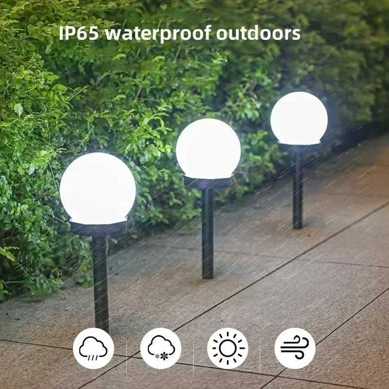 Solar Powered LED Round Ball Light Waterproof Outdoor Lawn Lamp Landscape Lighting Ground Plug for Garden Pathway Villa Decoration W250607