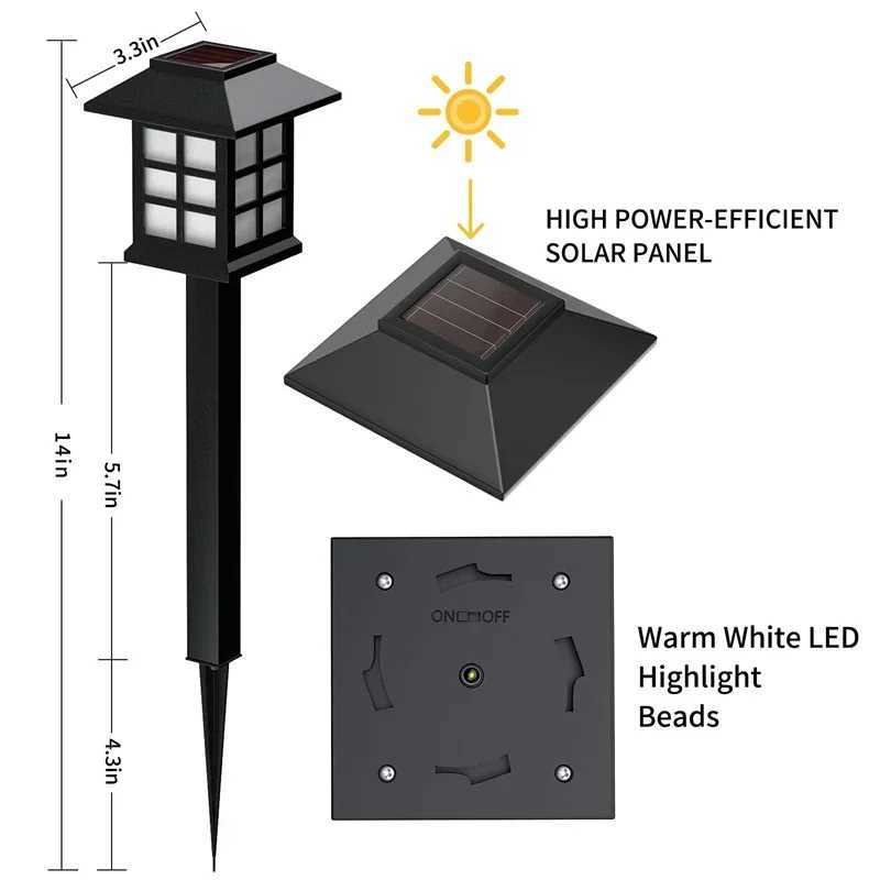 LED Solar Pathway Lights Lawn Lamp Outdoor Solar Lamp Decoration for Garden/Yard/Landscape/Patio/Driveway/Walkway Lighting W250607