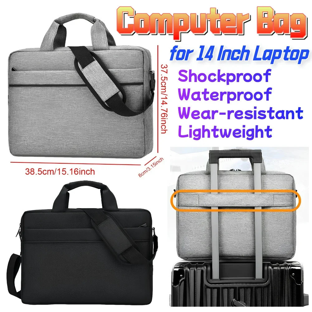 Laptop Carrying Case Shockproof Laptop Crossbody Bag Waterproof Nylon Laptop Handbag 3 Compartments for 14 Inch Laptop 250603