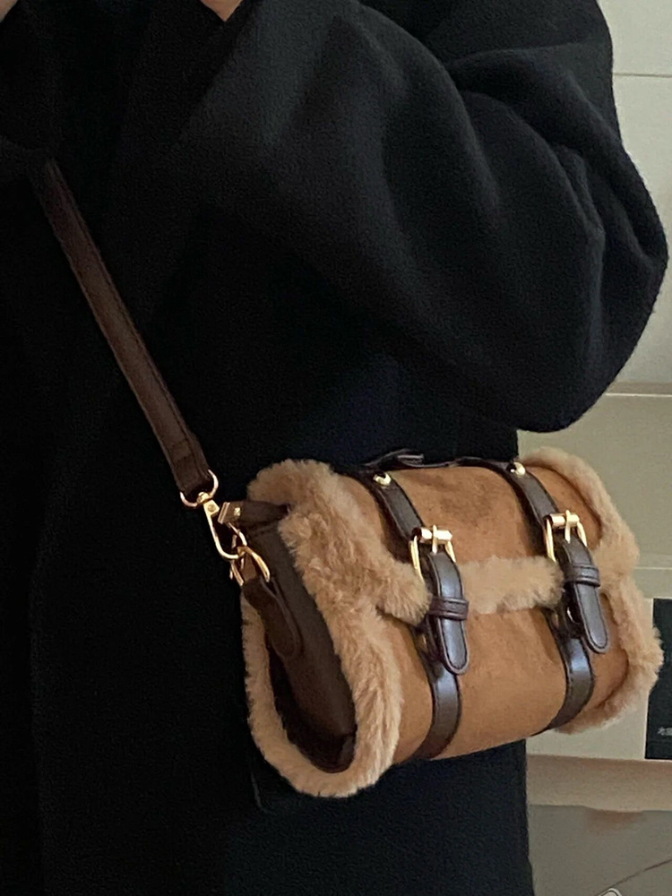 designer Li Tea Fashion Handbag Autumn Winter Women's Bag 2025 New High-end Ins Niche Furry Crossbody Bag