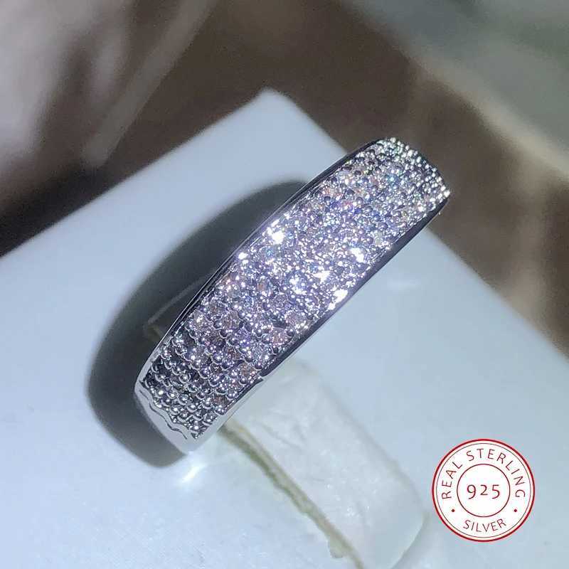 Sparkling White Zirconia Full Diamond Ring Ladies 925 Stamp New Fashion Party Wedding Jewelry Gifts For Men And Women XJ250606