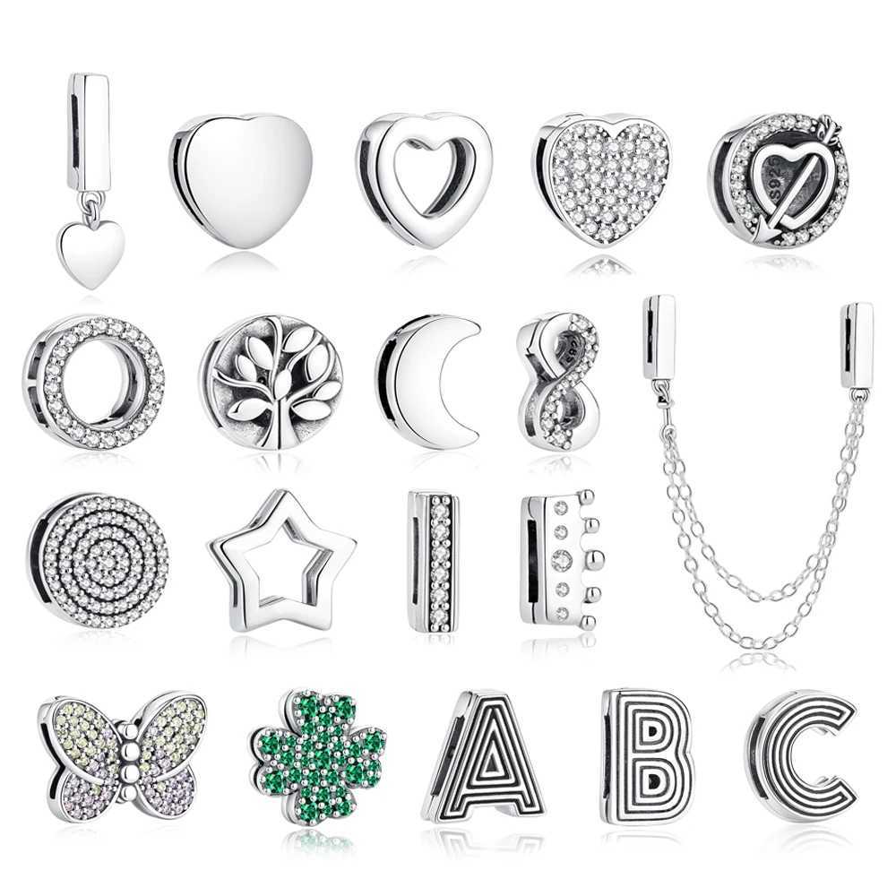 Original 925 Sterling Silver Charms Reflections Clip Heart Letters Beads Fit Bracelets DIY Jewelry For Women XJ250607