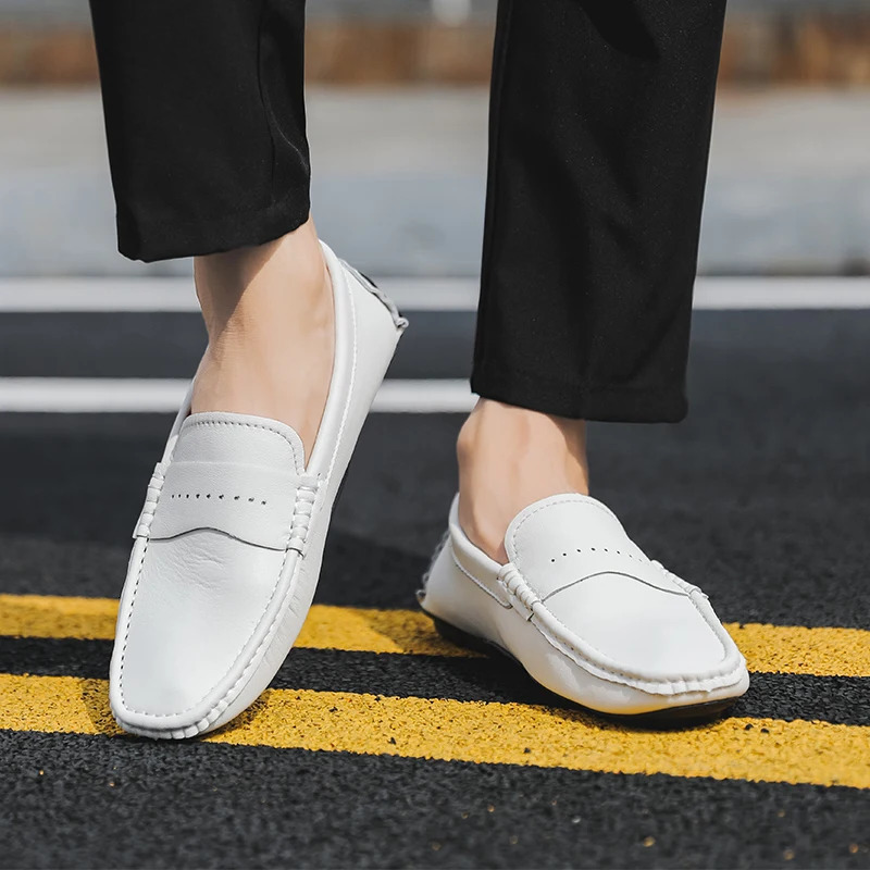 Golden Sapling Big Size 49 Mens Casual Shoes Outdoor Fashion Leather Casual Driving Boat Shoe Male Winter Warm Plush Loafers 250605