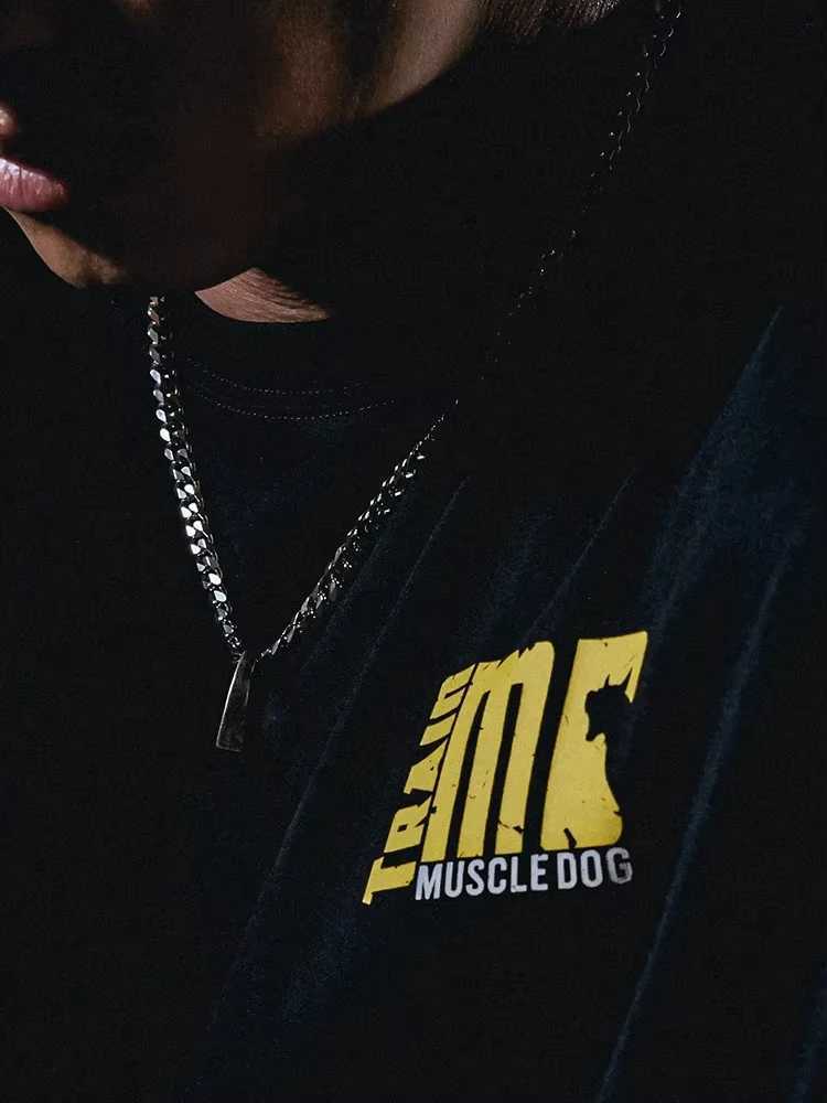 Muscle Dog Short Sleeve Mens Trend Summer American Print Loose Training Wear Athleisure Short Sleeve T-Shirt Harajuku X250607