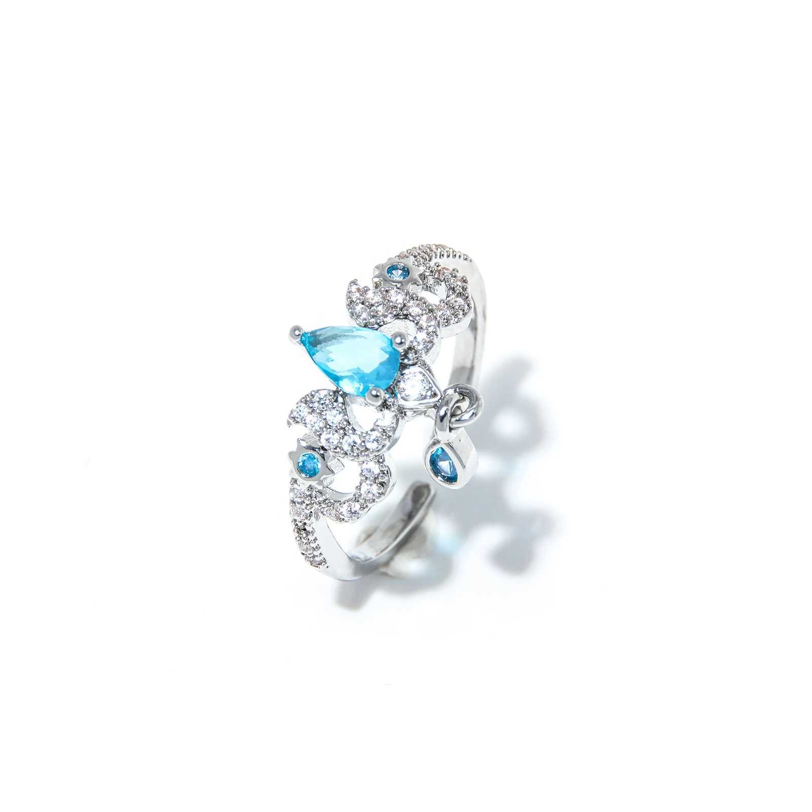 Game Genshin Impact Ring Blue Gem Adjustable Fukaros Rings Cosplay Props for Women Men Jewelry Accessories Gifts W250606