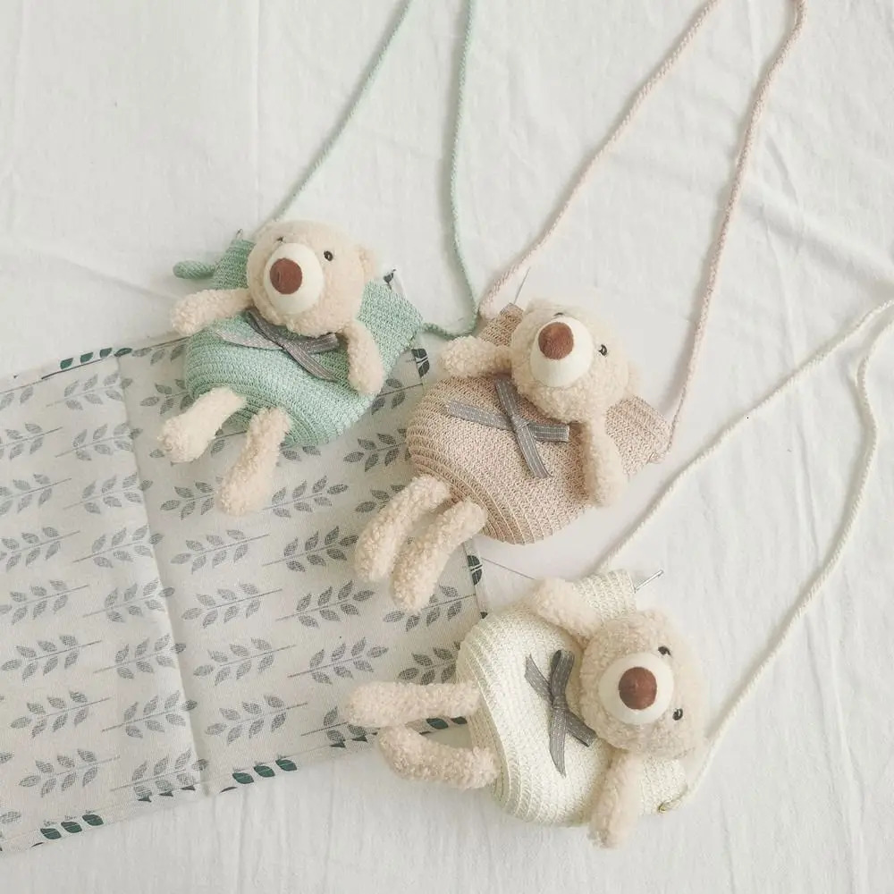 1PCS Princess Colorful Children Straw Summer Shoulder Bag Coin Purse Messenger Bag 250605