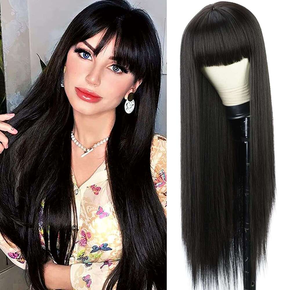 Women's Cosplay Colorful Bangs Long Straight Synthetic Hair Wig Cap