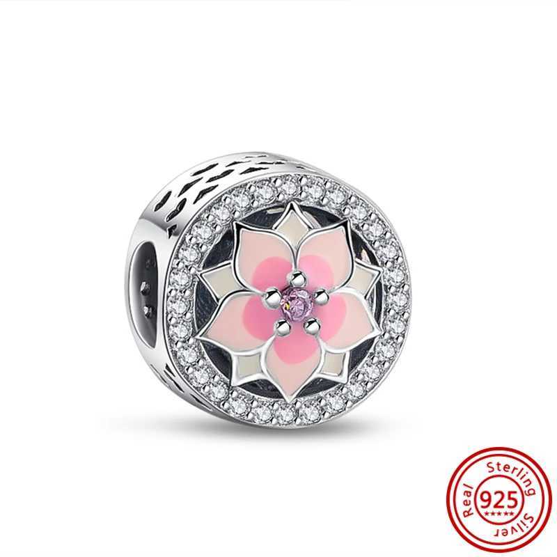 925 Silver Pink Sweet Series Crown Flower Tree Heart Lucky Pendant DIY Beads Fit Original Pantaro Charms Bracelet Women Jewelry XJ250607