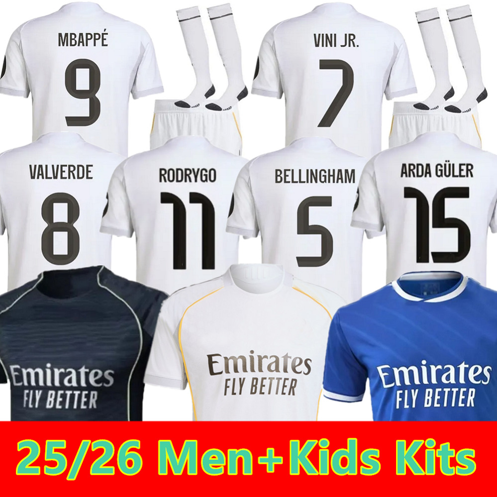 25 26 BELLINGHAM Soccer Jersey 9 MBAPPE 2025 2026 VINI JR RODRYGO Fan Player version Football shirts uniform sleeved