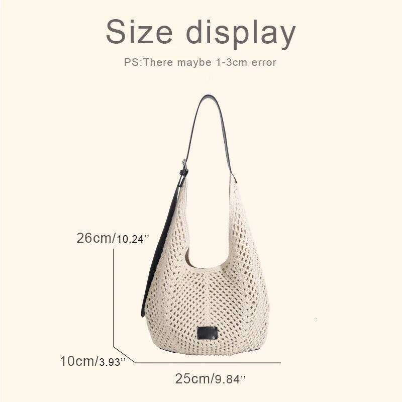 Beach Tote Bags For Women Designer Handbags Purses 2025 New In Polyester Braided Hollow Large Capacity Underarm Shoulder