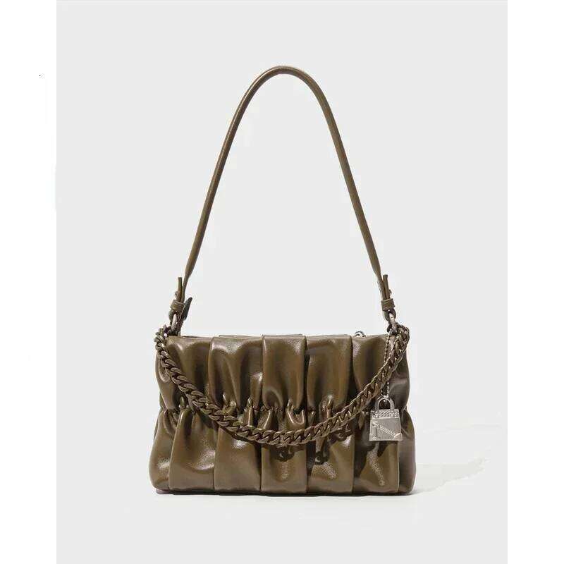 Hot Selling One Shoulder Fashion Ruched Small Square Crossbody Handbag Minimalist Style Women's Chain Underarm Bag Purses Designer Bags