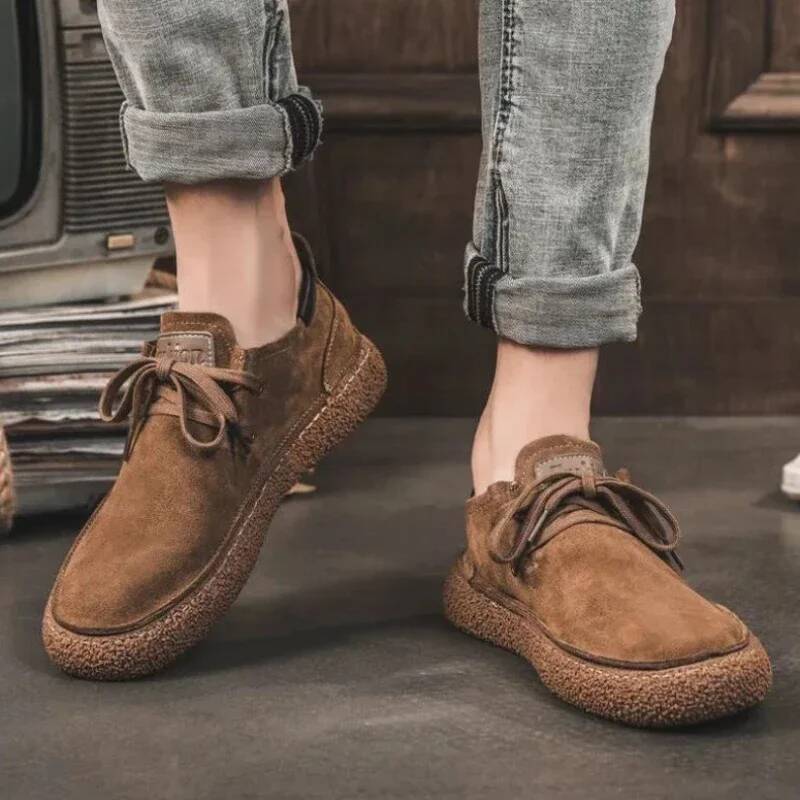 Ddmyoutdoor Casual Handmade Comfortable Quality Cow Suede Leather Flat Moccasins Men Sneakers Non Slip Soft Sole Shoes Outdoor Shoes