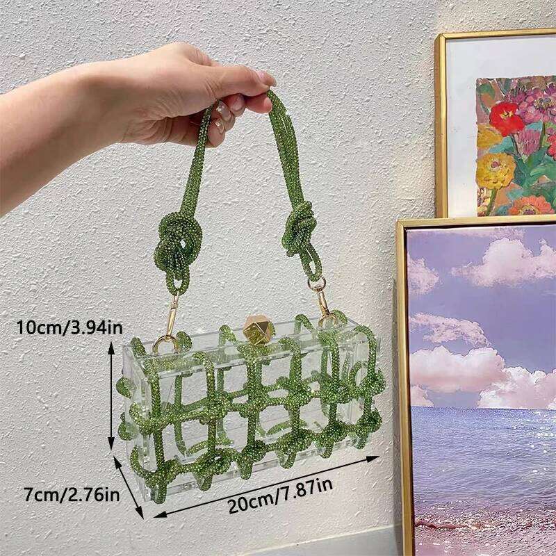 Purse Hand Bags For Women New Elegant And Versatile Party Square Crystal Clutch Bag