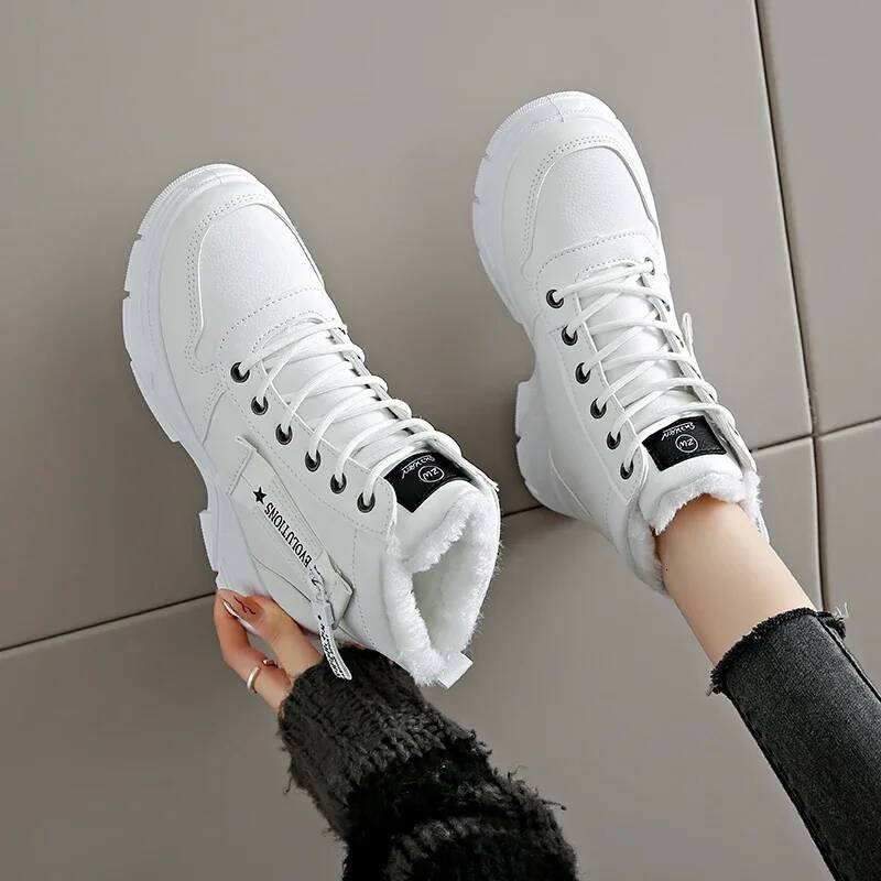 Ddmyoutdoor Womans Women S Winter New Versatile Ankle Short Boots Sport British Thick Bottom With Veet Casual Cotton Shoes Outdoor Shoes