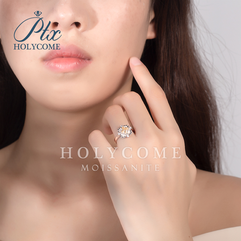 Women's Luxury Jewelry Moissanite Diamond Ring Silver Plated Flower Shaped Moissanite Engagement Wedding Romantic Gemstone Rings Women Party