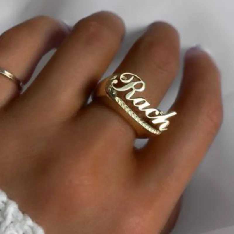 Personalized Hip Hop Name Ring Custom High Quality Stainless Steel Letter Unisex Accessories Charm Jewelry Gift For Men/Women W250606