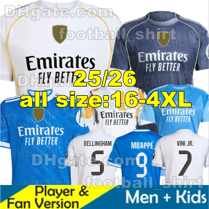 25 26 MBAPPE BELLINGHAM VINI JR Real soccer jerseys 2025 2026 Madrids 4Th MODRIC RODRYGO ARDA GULER CAMAVINGA men Kids Kits Football Shirts Shorts Children Jerseys
