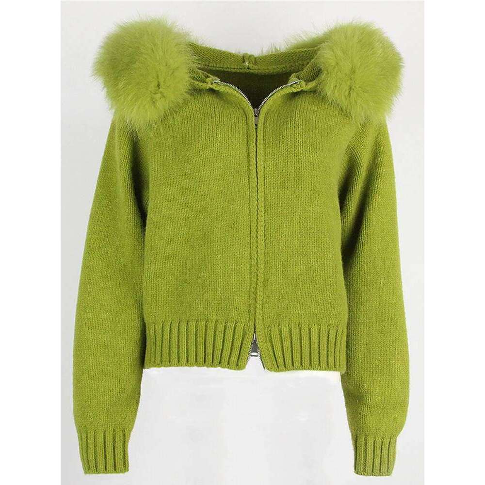 OFTBUY 2023 Autumn Winter Casual Hooded Real Fox Collar Fashion Short Knitted Jacket with Natural Fur Coat for Women