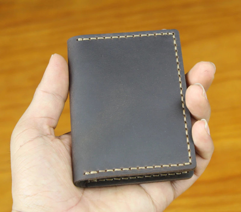 Handmade Genuine Leather Business Card Holder Men Leather Credit Card Case Small Women Card ID Holder Cover Card Wallet 250605