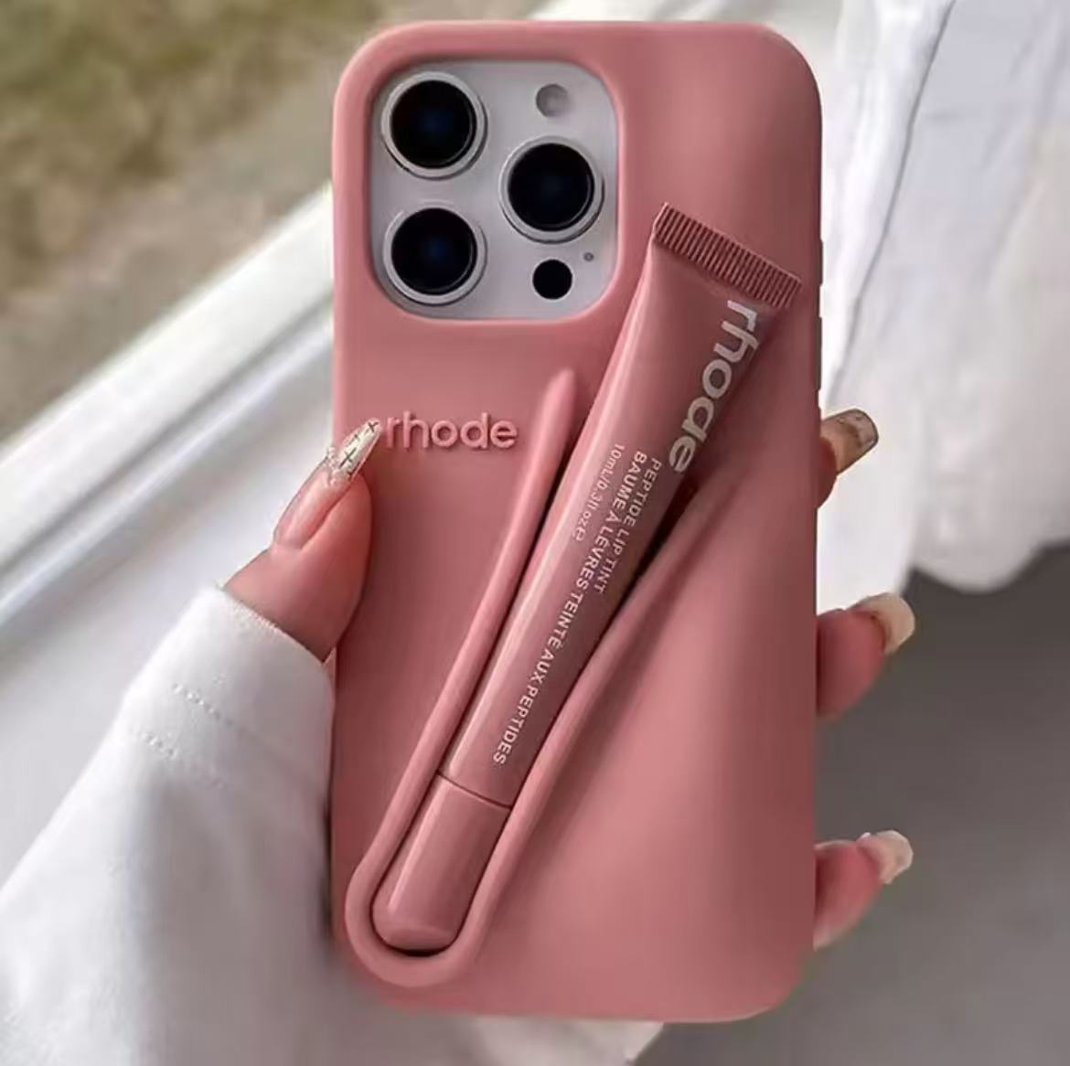 Rhode INS Hot Color Lipstick Silicone DIY Phone Case For iPhone 16 15 14 13 12 11 Pro Max Plus With Box Lip Gloss Holder Cover