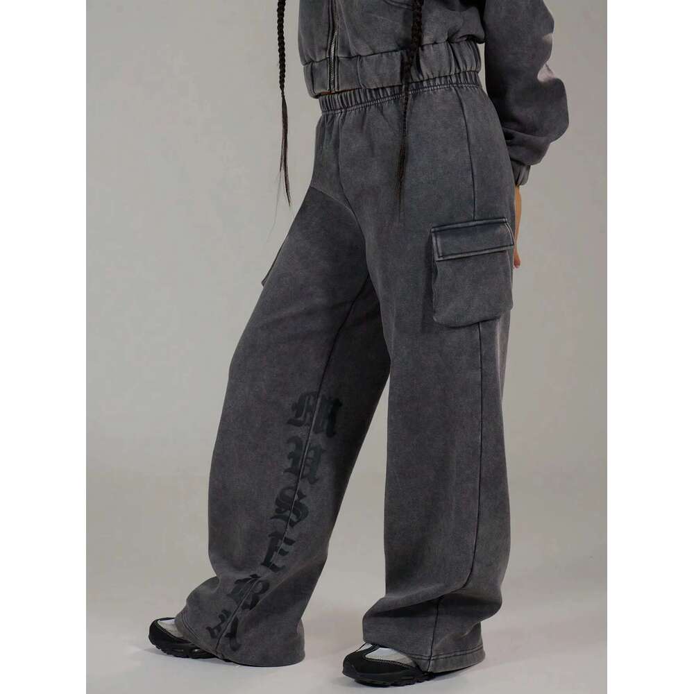 Autumn Winter New Embroidery Men and Women With the Same Style to Do Old Waste Wind Handsome Sports Sweatpants